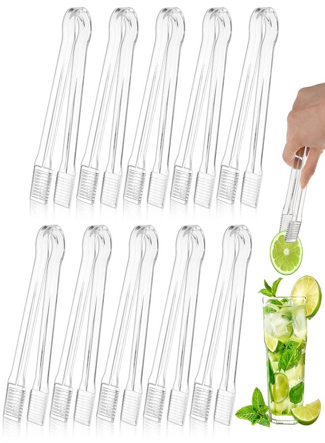 PEASUG 10 PCS Plastic Serving Tongs, Disposable Plastic Tongs, Clear Kitchen Small Serving Utensils for Serving for Party Food Buffet Appetizer Salad Catering Ice, 6.3 Inches - Image 1